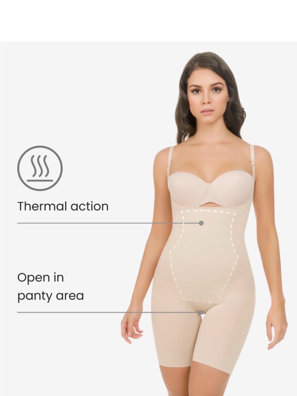 Cysm Colombian Seamless Beige Shaping Bodysuit with Convertible Straps